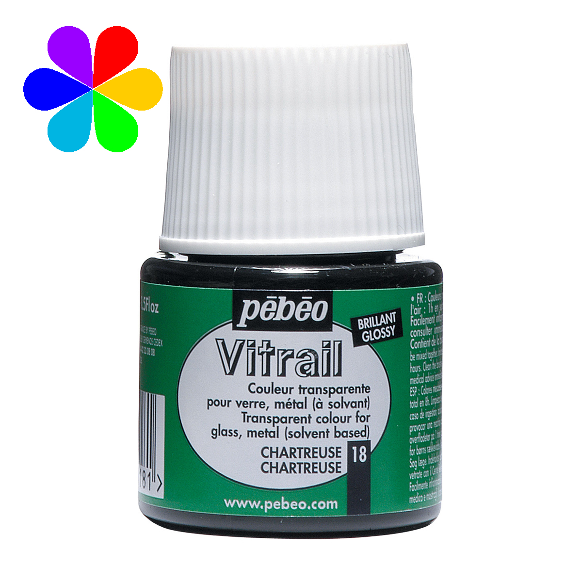 Peinture - Vitrail - Chartreuse n°18 Brillant - 45 ml - Pébéo
