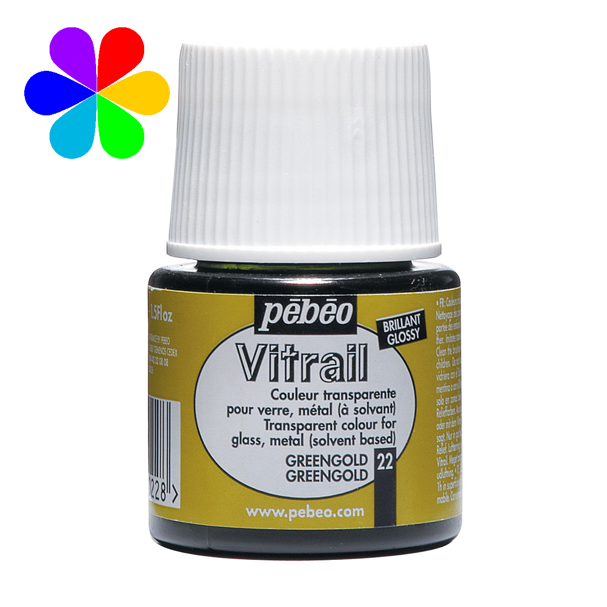 Peinture - Vitrail - Greengold n°22 Brillant - 45 ml - Pébéo