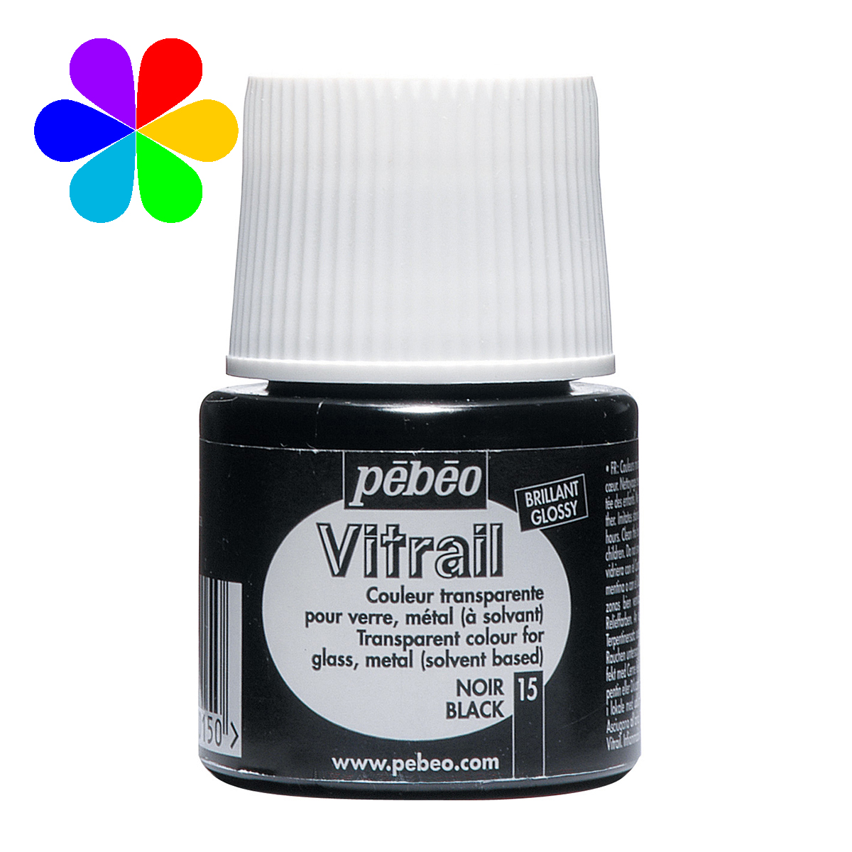 Peinture - Vitrail - Noir Brillant - 45 ml - Pébéo