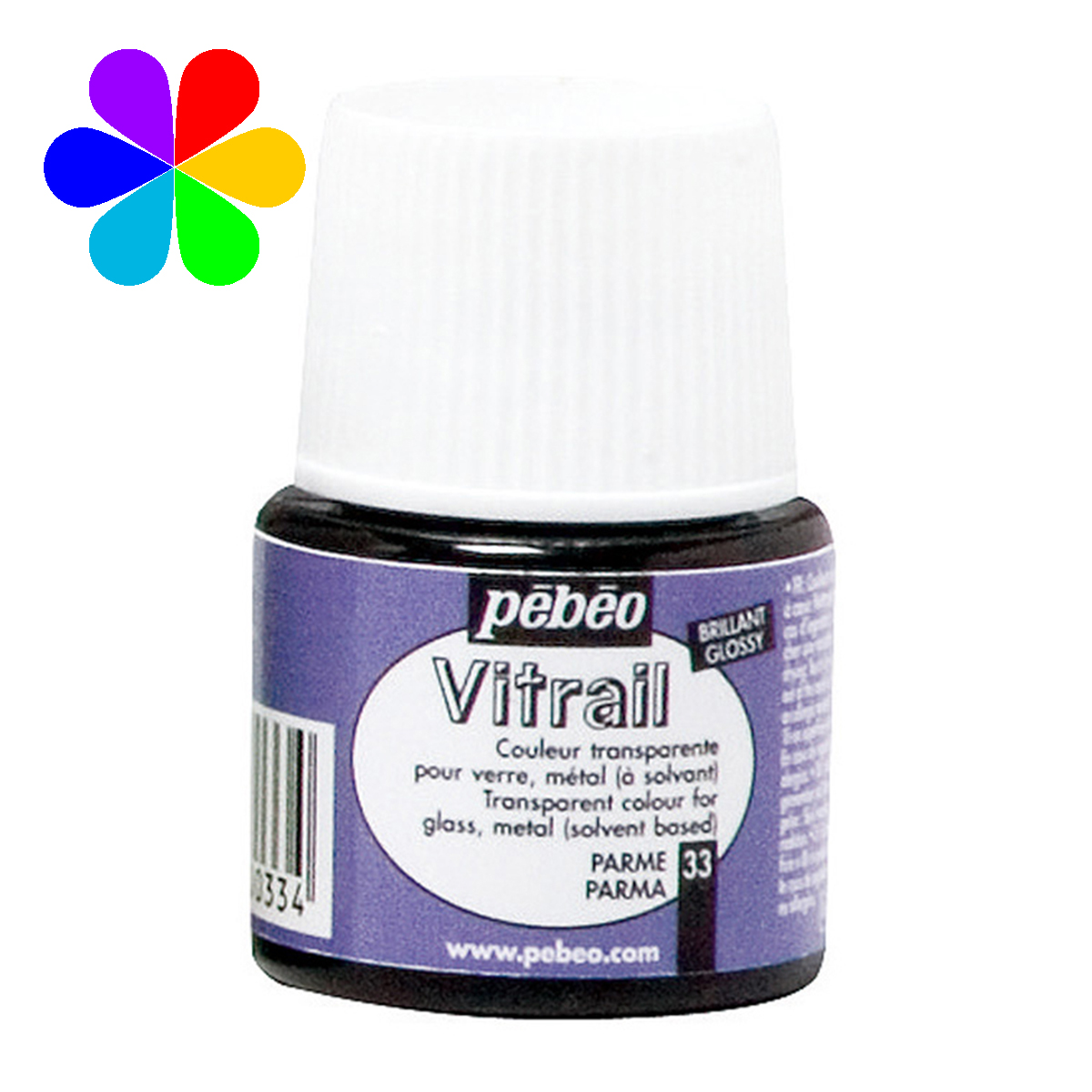 Peinture - Vitrail - Parme n°33 Brillant - 45 ml - Pébéo
