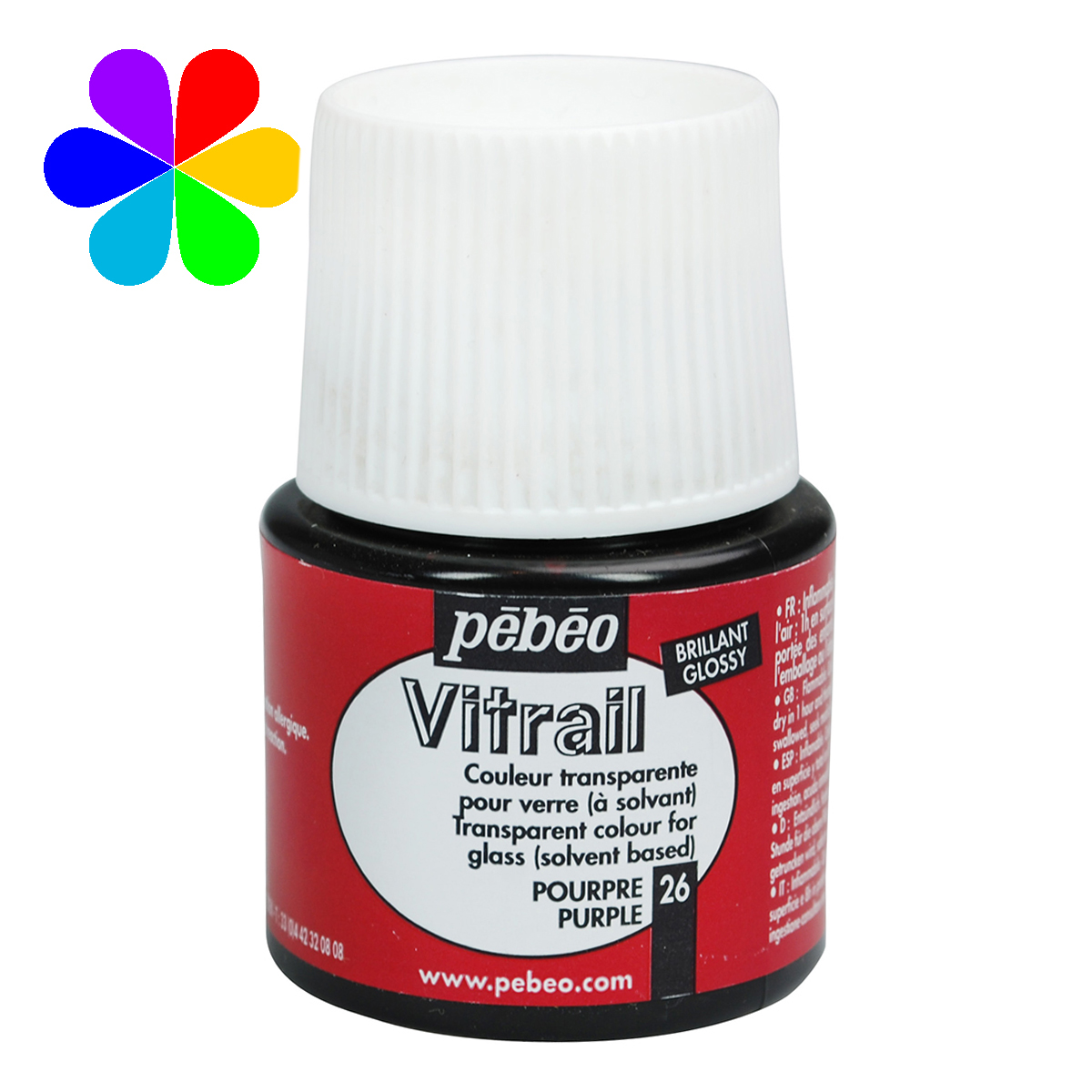 Peinture - Vitrail - Pourpre Brillant - 45 ml - Pébéo