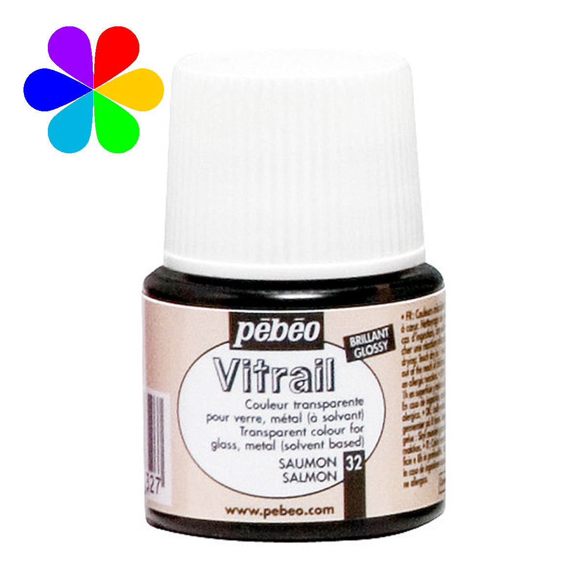 Peinture - Vitrail - Saumon Brillant - 45 ml - Pébéo