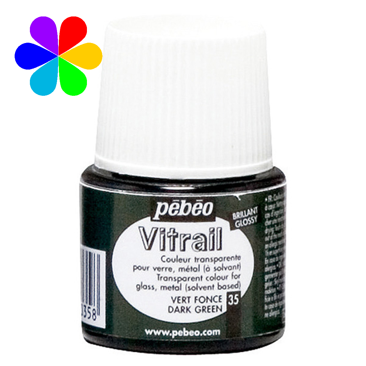 Peinture - Vitrail - Vert Foncé Brillant - 45 ml - Pébéo