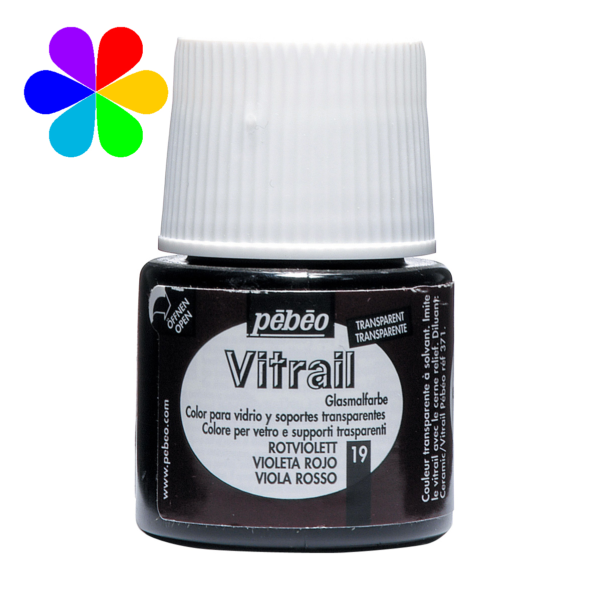 Peinture - Vitrail - Violet Rouge n°19 Transparent - 45 ml - Pébéo