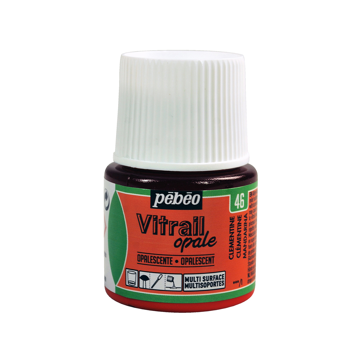 Peinture - Vitrail Opaque - Clémentine Brillant - 45 ml - Pébéo