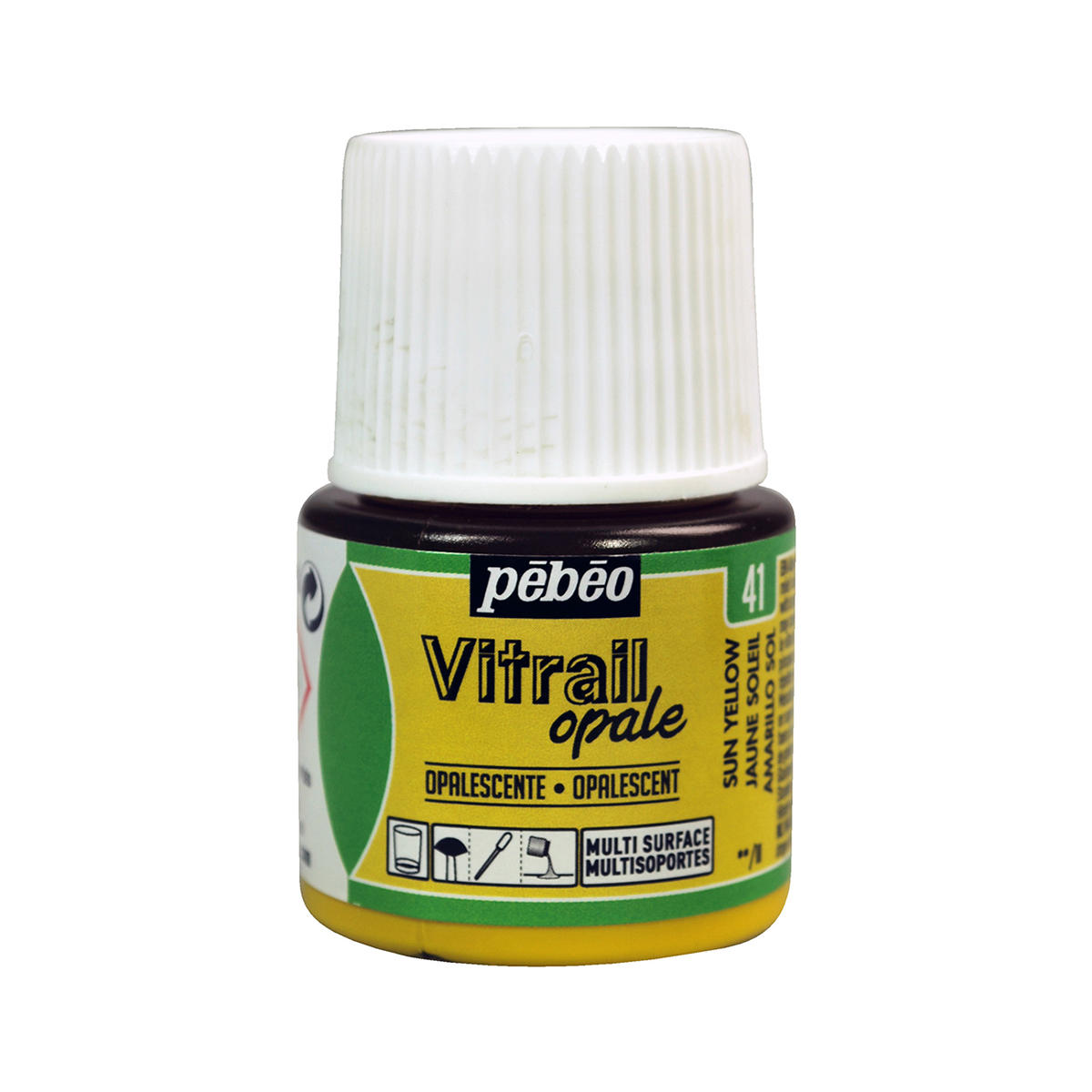 Peinture - Vitrail Opaque - Jaune Soleil Brillant - 45 ml - Pébéo
