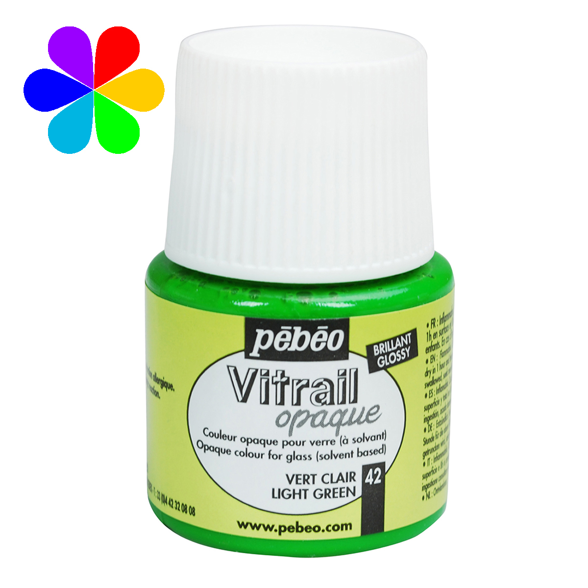 Peinture - Vitrail Opaque - Vert Clair Brillant - 45 ml - Pébéo