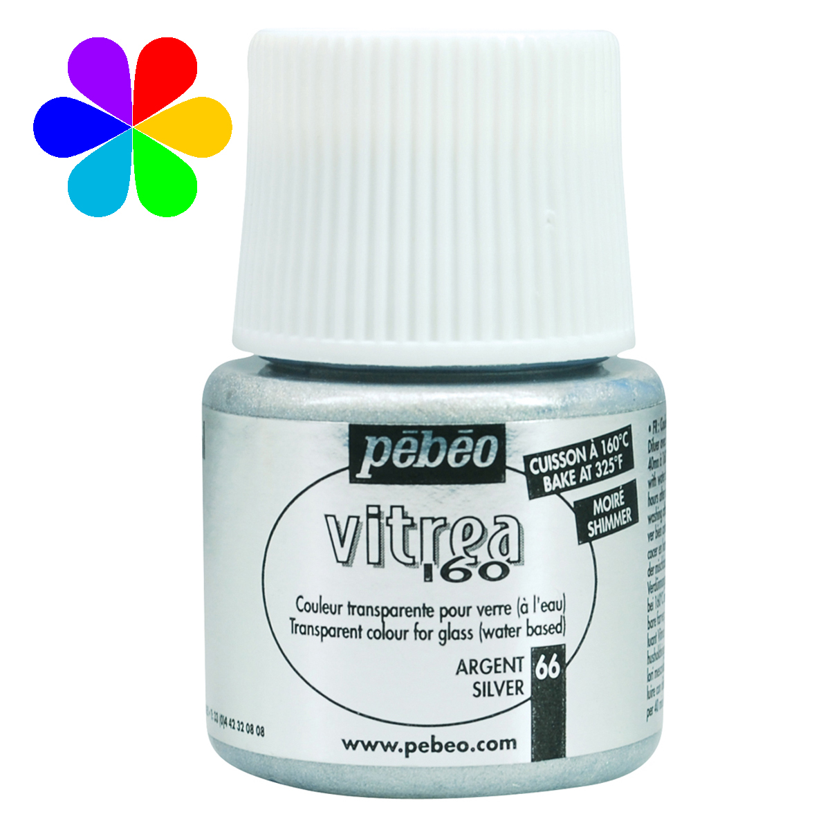 Peinture - Vitrea 160 - Argent Moiré - 45 ml - Pébéo