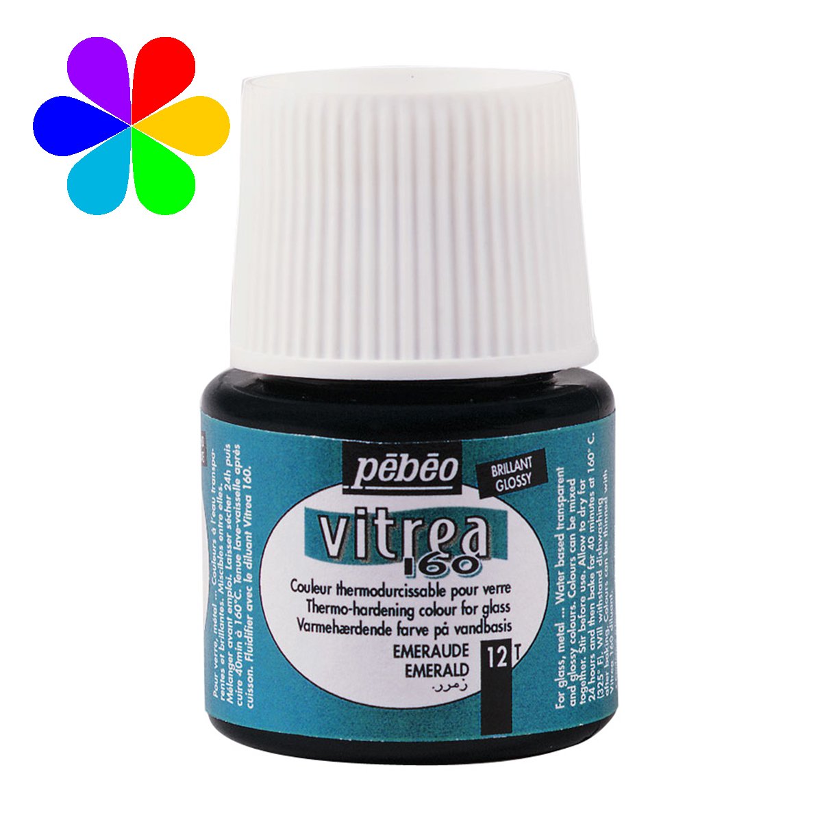 Peinture - Vitrea 160 - Emeraude Brillant - 45 ml - Pébéo