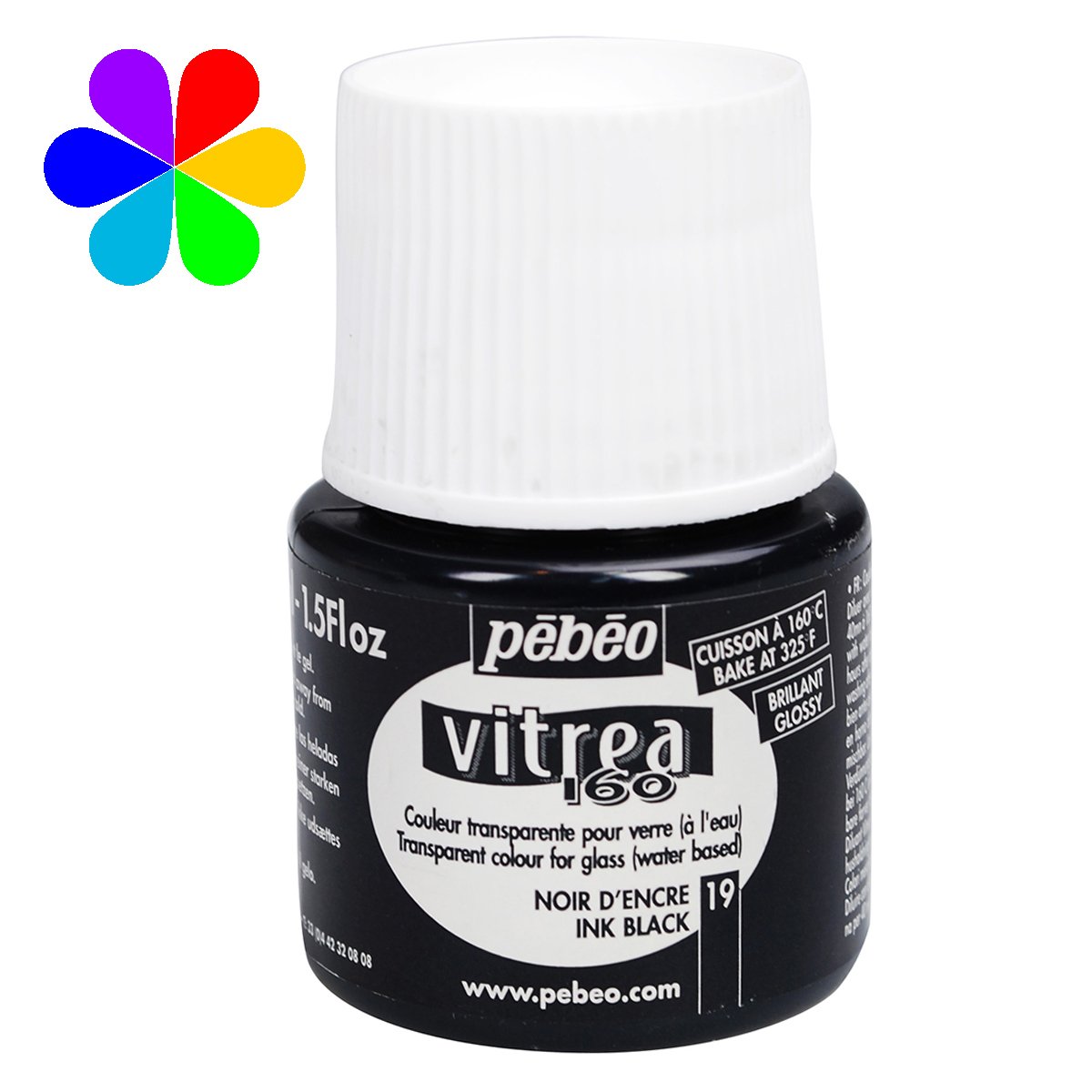 Peinture - Vitrea 160 - Noir D'Encre Brillant - 45 ml - Pébéo