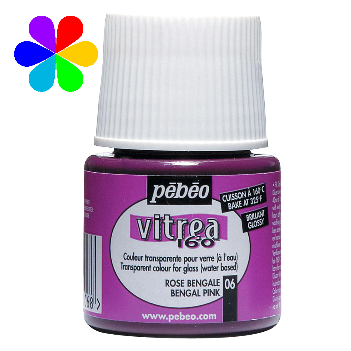 Peinture - Vitrea 160 - Rose Bengale Brillant - 45 ml - Pébéo