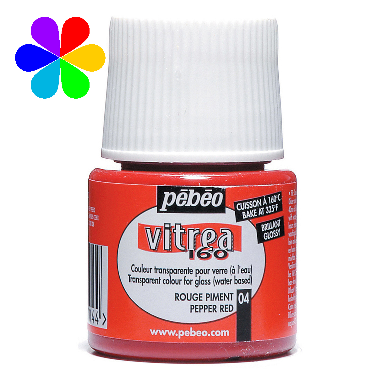 Peinture - Vitrea 160 - Rouge Pigment Brillant - 45 ml - Pébéo