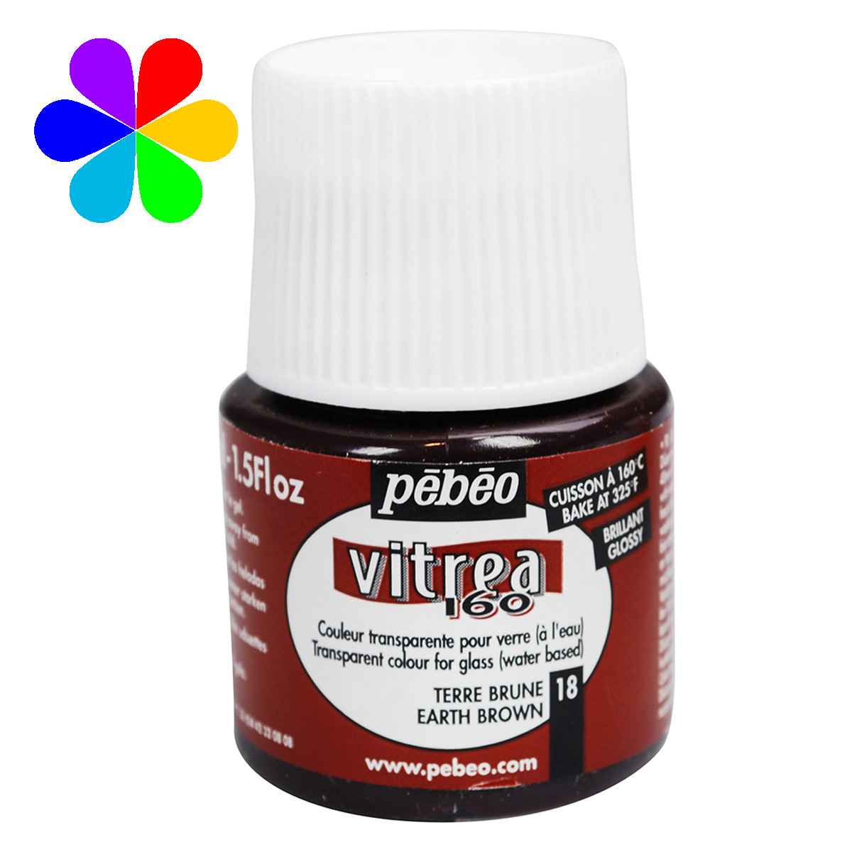 Peinture - Vitrea 160 - Terre Brune Brillant - 45 ml - Pébéo