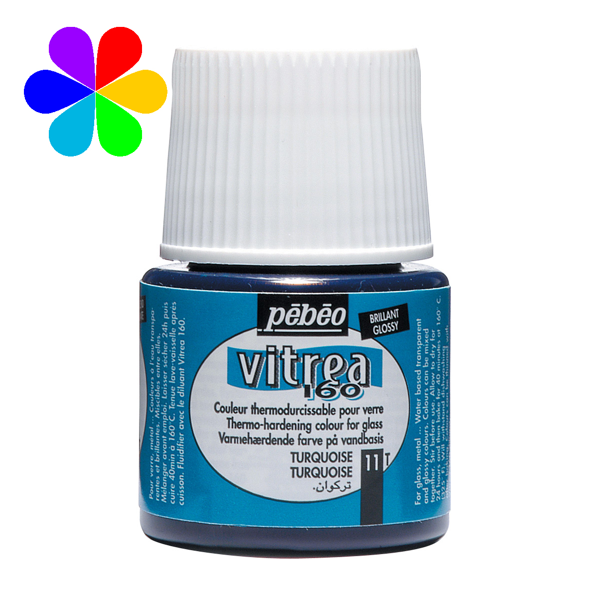 Peinture - Vitrea 160 - Turquoise Brillant - 45 ml - Pébéo