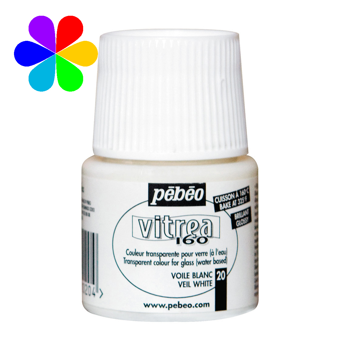 Peinture - Vitrea 160 - Voile Blanc Brillant - 45 ml - Pébéo